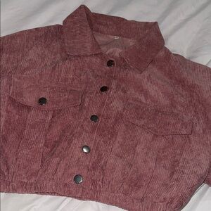 Pink Corduroy Cropped Jacket